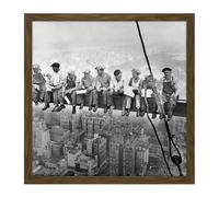 Wall Art Print Lunch Atop A Skyscraper New York 1932 Iconic Photo Square Framed Picture 16X16 Inch Artery8 Brown W16 inch x H16 inch