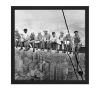 Wall Art Print Lunch Atop A Skyscraper New York 1932 Iconic Photo Square Framed Picture 16X16 Inch Artery8 Black W16 inch x H16 inch