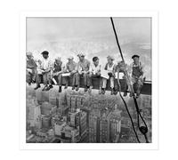 Wall Art Print Lunch Atop A Skyscraper New York 1932 Iconic Photo Square Framed Picture 16X16 Inch Artery8 White W16 inch x H16 inch