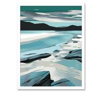 Wall Art Print Luskentyre Beach Isle of Harris Coastal Landscape Art Framed Artery8 White W12 inch x H16 inch