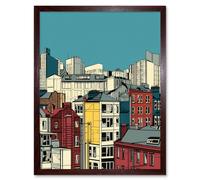 Wall Art Print Manchester City Architecture Styles Cityscape Art Framed Artery8 Brown W12 inch x H16 inch