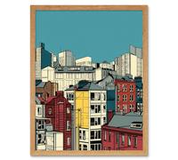Wall Art Print Manchester City Architecture Styles Cityscape Art Framed Artery8 Light Oak W12 inch x H16 inch