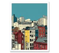 Wall Art Print Manchester City Architecture Styles Cityscape Art Framed Artery8 White W12 inch x H16 inch