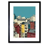 Wall Art Print Manchester City Architecture Styles Cityscape Artwork Framed 9X7 Inch Artery8 Black W7 inch x H9 inch