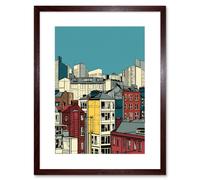 Wall Art Print Manchester City Architecture Styles Cityscape Artwork Framed 9X7 Inch Artery8 Brown W7 inch x H9 inch