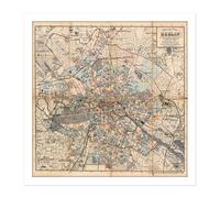 Wall Art Print Map 1910 Muncheberg Berlin City Plan Germany Square Framed Picture 16X16 Inch Artery8 White W16 inch x H16 inch