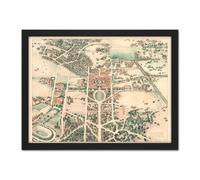 Wall Art Print Map Farmer 1934 Stanford University Birds Eye Large Framed Wall Décor Art Artery8 Light Oak W18 inch x H24 inch