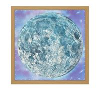 Wall Art Print Map Hammond 1966 Moon Chart Space Lunar Diagram Square Framed Picture 16X16 Inch Artery8 Light Oak W16 inch x H16 inch