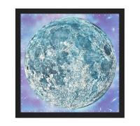 Wall Art Print Map Hammond 1966 Moon Chart Space Lunar Diagram Square Framed Picture 16X16 Inch Artery8 Black W16 inch x H16 inch
