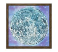 Wall Art Print Map Hammond 1966 Moon Chart Space Lunar Diagram Square Framed Picture 16X16 Inch Artery8 Brown W16 inch x H16 inch