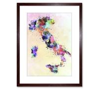 Wall Art Print Map Painting Italy Sardinia Sicily Paint Splash Colour Artwork Framed 9X7 Inch Artery8 Brown W7 inch x H9 inch