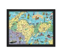 Wall Art Print Map UPDB 1935 Land Hiawatha Michigan Pictorial Large Framed Wall Décor Art Artery8 Black W18 inch x H24 inch