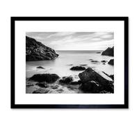 Wall Art Print Marloes Wales Rocky Coast BW Framed Artery8 Black W7 inch x H9 inch