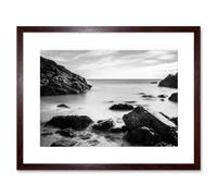 Wall Art Print Marloes Wales Rocky Coast BW Framed Artery8 Brown W7 inch x H9 inch