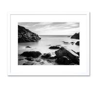 Wall Art Print Marloes Wales Rocky Coast BW Framed Artery8 White W7 inch x H9 inch