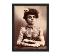 Wall Art Print Maud Stevens Wagner Trapezeist Tattooist Artist 1907 Photo Large Framed Wall Décor Art Artery8 White W18 inch x H24 inch