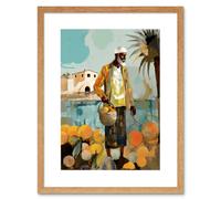 Wall Art Print Mediterranean Fisherman Preparing for the Market Artwork Framed 9X7 Inch Artery8 Beige W7 inch x H9 inch
