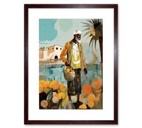 Wall Art Print Mediterranean Fisherman Preparing for the Market Artwork Framed 9X7 Inch Artery8 Brown W7 inch x H9 inch