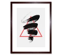 Wall Art Print Minimalist Brush Stroke Artwork Framed 9X7 Inch Artery8 Brown W7 inch x H9 inch