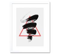 Wall Art Print Minimalist Brush Stroke Artwork Framed 9X7 Inch Artery8 White W7 inch x H9 inch