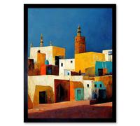Wall Art Print Morocco Skyline Cityscape Modern Art Framed Artery8 Black W12 inch x H16 inch