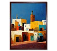 Wall Art Print Morocco Skyline Cityscape Modern Art Framed Artery8 Brown W12 inch x H16 inch