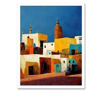 Wall Art Print Morocco Skyline Cityscape Modern Art Framed Artery8 White W12 inch x H16 inch