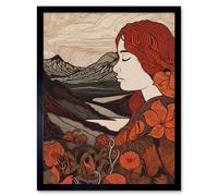 Wall Art Print Mother Nature Spring Floral Mountain Landscape Art Framed Artery8 Black W12 inch x H16 inch