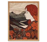Wall Art Print Mother Nature Spring Floral Mountain Landscape Art Framed Artery8 Light Oak W12 inch x H16 inch