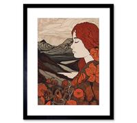 Wall Art Print Mother Nature Spring Floral Mountain Landscape Artwork Framed 9X7 Inch Artery8 Black W7 inch x H9 inch