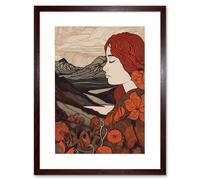 Wall Art Print Mother Nature Spring Floral Mountain Landscape Artwork Framed 9X7 Inch Artery8 Brown W7 inch x H9 inch