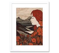 Wall Art Print Mother Nature Spring Floral Mountain Landscape Artwork Framed 9X7 Inch Artery8 White W7 inch x H9 inch