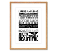 Wall Art Print Motivational Life Amazing Awful Beautiful Framed Artery8 Beige W7 inch x H9 inch