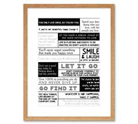 Wall Art Print Motivational Manifesto Advice Typography Grid Framed Artery8 Beige W7 inch x H9 inch