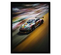 Artery8 Motorsport Sports Car Racing Motion Blur Speed Artwork Artwork Framed Wall Art Print A4