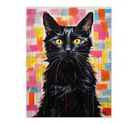 Wall Art Print My Cat is My Therapist Colourful Notes Oil Painting Purring Pet Poster Artery8 Multi W24 inch x H32 inch