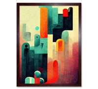Wall Art Print My Dream Retro Multi Coloured Abstract Painting Art Framed Artery8 Brown W12 inch x H16 inch