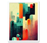 Wall Art Print My Dream Retro Multi Coloured Abstract Painting Art Framed Artery8 White W12 inch x H16 inch