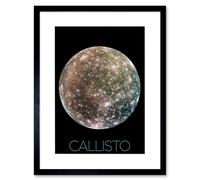 Wall Art Print NASA Galileo Spacecraft Jupiters Moon Callisto Poster Artwork Framed 9X7 Inch Artery8 Black W7 inch x H9 inch