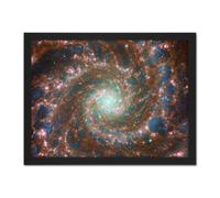 Wall Art Print NASA James Webb Hubble Space Telescope The Phantom Galaxy Across the Spectrum Large Framed Wall Décor Art Artery8 Black W18 inch x H24 inch