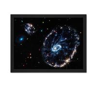 Wall Art Print NASA James Webb Space Telescope Cartwheel Galaxy MIRI Image Poster Large Framed Wall Décor Art Artery8 Brown W18 inch x H24 inch
