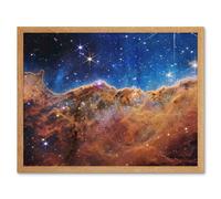 Wall Art Print NASA James Webb Space Telescope Cosmic Star Dust Cliffs In The Carina Nebula NGC 3372 Nircam Image Art Framed Artery8 Light Oak W12 inch x H16 inch