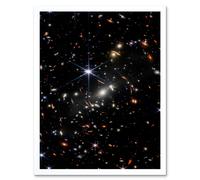 Wall Art Print NASA James Webb Space Telescope Deep Field Image Stars Thousands Galaxies Photo Art Framed Artery8 White W12 inch x H16 inch