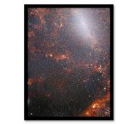 Wall Art Print NASA James Webb Space Telescope Peers Behind the Bars of NGC 5068 Red Spiral Galaxy Bedroom Decor Art Framed Artery8 Black W12 inch x H16 inch