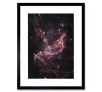 Wall Art Print NASA James Webb Telescope Cluster's Dusty Ribbons Star Formation Artwork Framed 9X7 Inch Artery8 Black W7 inch x H9 inch