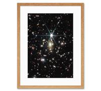 Wall Art Print NASA James Webb Telescope NIRCam Space Image of Galaxy Cluster including Sunrise Arc and Earendel the Furthest Star Ever Detected Artwo Artery8 Beige W7 inch x H9 inch