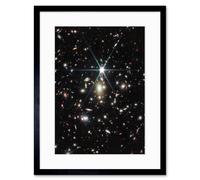 Wall Art Print NASA James Webb Telescope NIRCam Space Image of Galaxy Cluster including Sunrise Arc and Earendel the Furthest Star Ever Detected Artwo Artery8 Black W7 inch x H9 inch