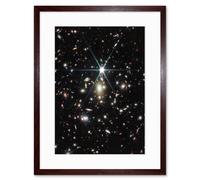 Wall Art Print NASA James Webb Telescope NIRCam Space Image of Galaxy Cluster including Sunrise Arc and Earendel the Furthest Star Ever Detected Artwo Artery8 Brown W7 inch x H9 inch