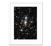 Wall Art Print NASA James Webb Telescope NIRCam Space Image of Galaxy Cluster including Sunrise Arc and Earendel the Furthest Star Ever Detected Artwo Artery8 White W7 inch x H9 inch
