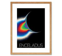 Wall Art Print NASA Our Solar System Enceladus Saturn's Moon Colorized Artwork Framed 9X7 Inch Artery8 Beige W7 inch x H9 inch